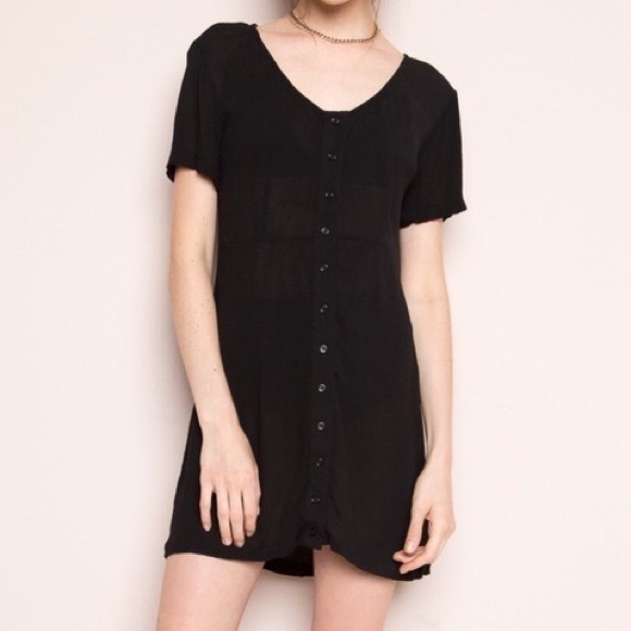 black button mini dress